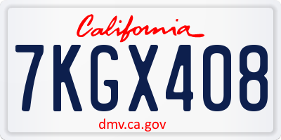 CA license plate 7KGX408