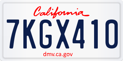 CA license plate 7KGX410