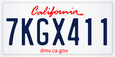 CA license plate 7KGX411