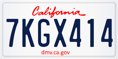 CA license plate 7KGX414