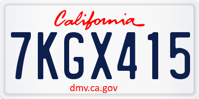 CA license plate 7KGX415