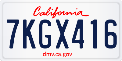 CA license plate 7KGX416
