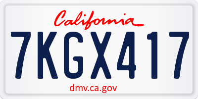CA license plate 7KGX417