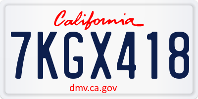 CA license plate 7KGX418