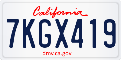 CA license plate 7KGX419