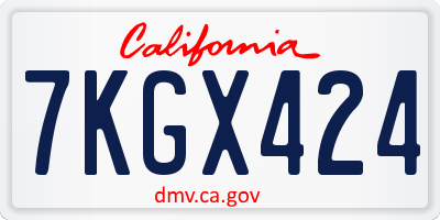 CA license plate 7KGX424