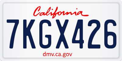 CA license plate 7KGX426