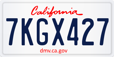CA license plate 7KGX427