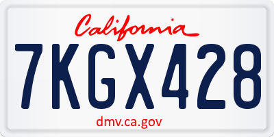 CA license plate 7KGX428