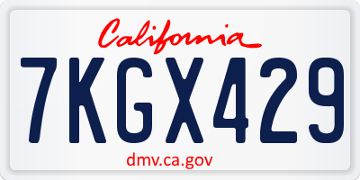 CA license plate 7KGX429