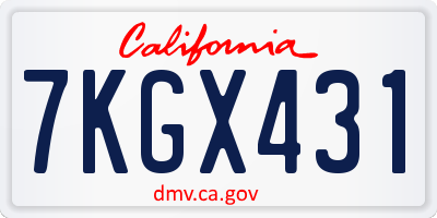 CA license plate 7KGX431