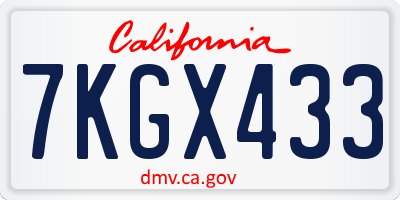CA license plate 7KGX433