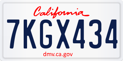 CA license plate 7KGX434