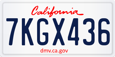 CA license plate 7KGX436