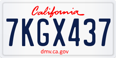 CA license plate 7KGX437