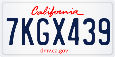 CA license plate 7KGX439