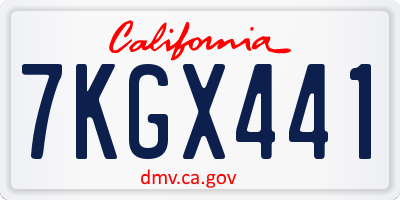 CA license plate 7KGX441