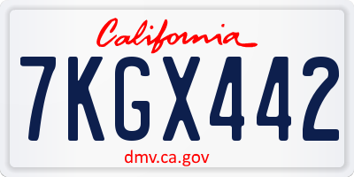 CA license plate 7KGX442