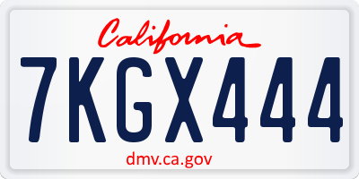 CA license plate 7KGX444