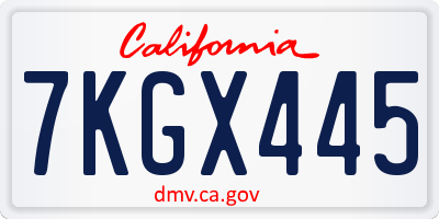 CA license plate 7KGX445