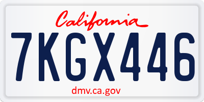 CA license plate 7KGX446