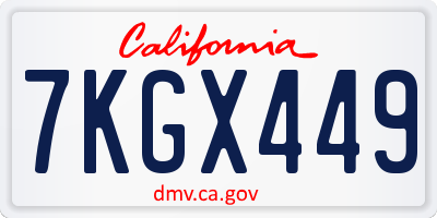 CA license plate 7KGX449