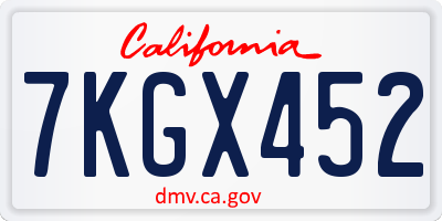 CA license plate 7KGX452