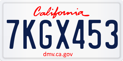 CA license plate 7KGX453