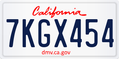 CA license plate 7KGX454