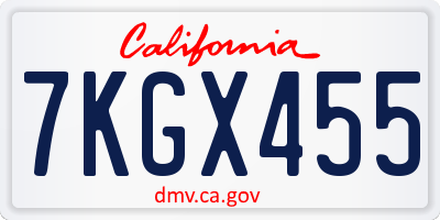 CA license plate 7KGX455