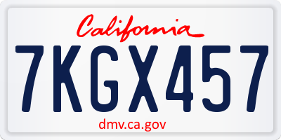 CA license plate 7KGX457