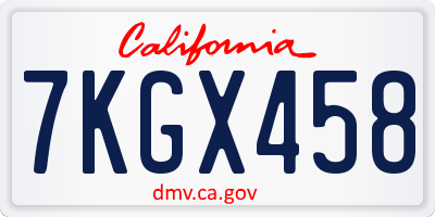 CA license plate 7KGX458