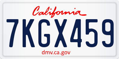 CA license plate 7KGX459