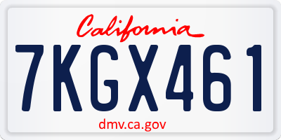 CA license plate 7KGX461
