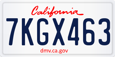 CA license plate 7KGX463