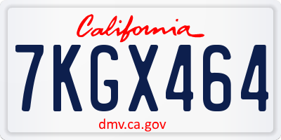 CA license plate 7KGX464