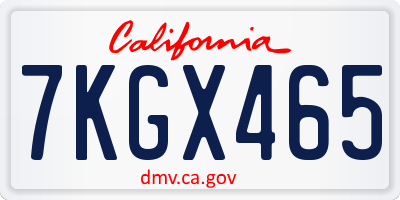 CA license plate 7KGX465