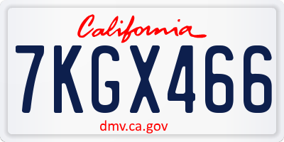 CA license plate 7KGX466