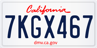 CA license plate 7KGX467