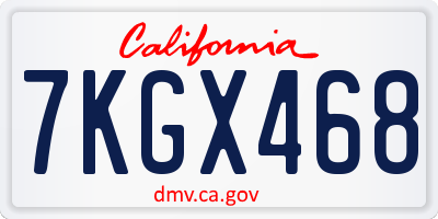 CA license plate 7KGX468