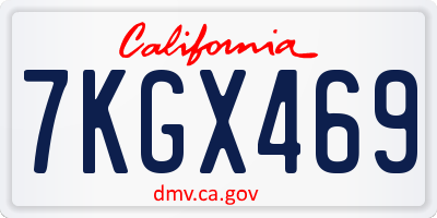 CA license plate 7KGX469