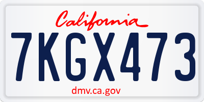 CA license plate 7KGX473