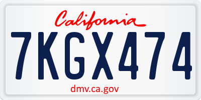 CA license plate 7KGX474