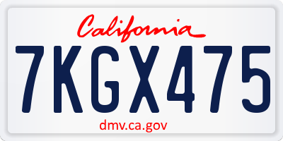 CA license plate 7KGX475