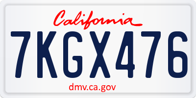 CA license plate 7KGX476