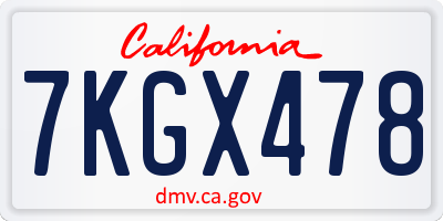 CA license plate 7KGX478