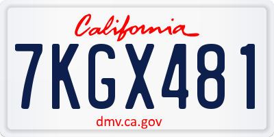 CA license plate 7KGX481