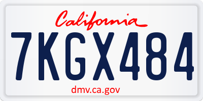 CA license plate 7KGX484