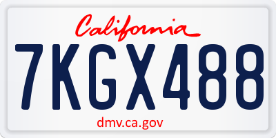 CA license plate 7KGX488