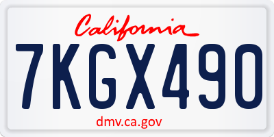 CA license plate 7KGX490